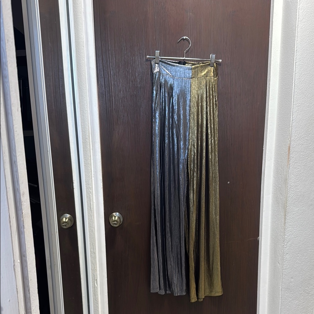 ASOS Silver and Gold Pleated Maxi Skirt